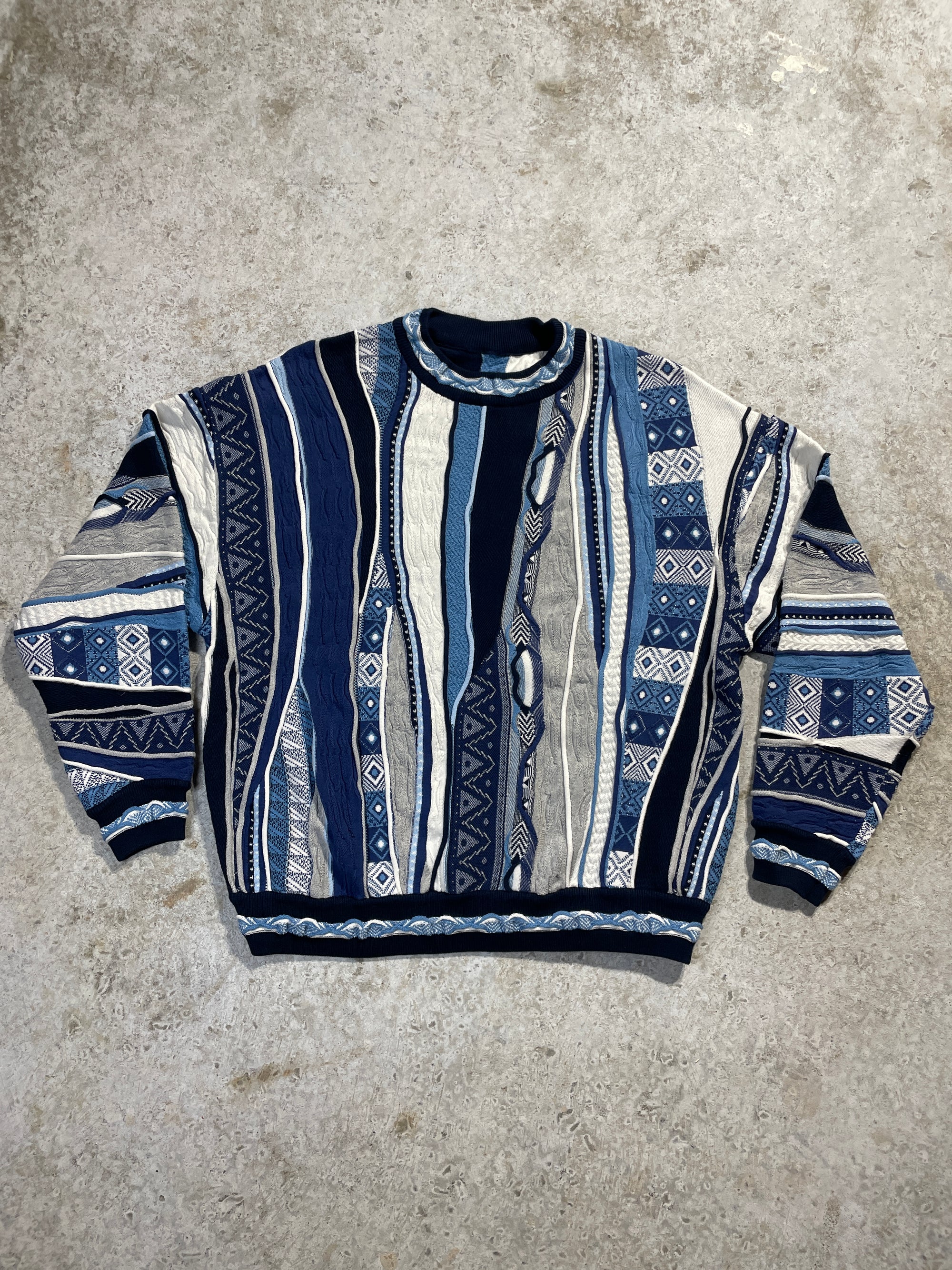 Blue and White Coogi Style Sweater (Large)