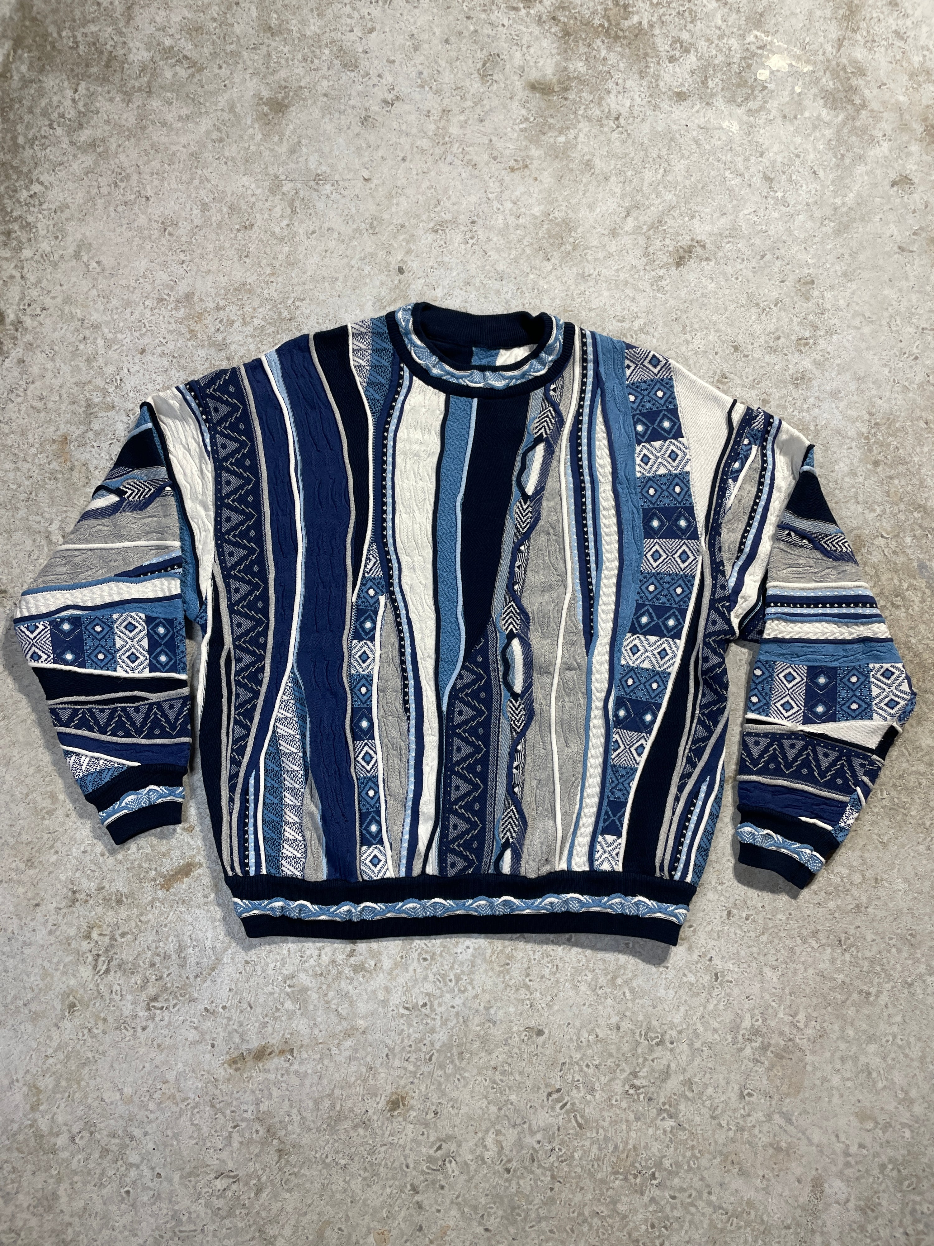 Blue and White Coogi Style Sweater (Large)