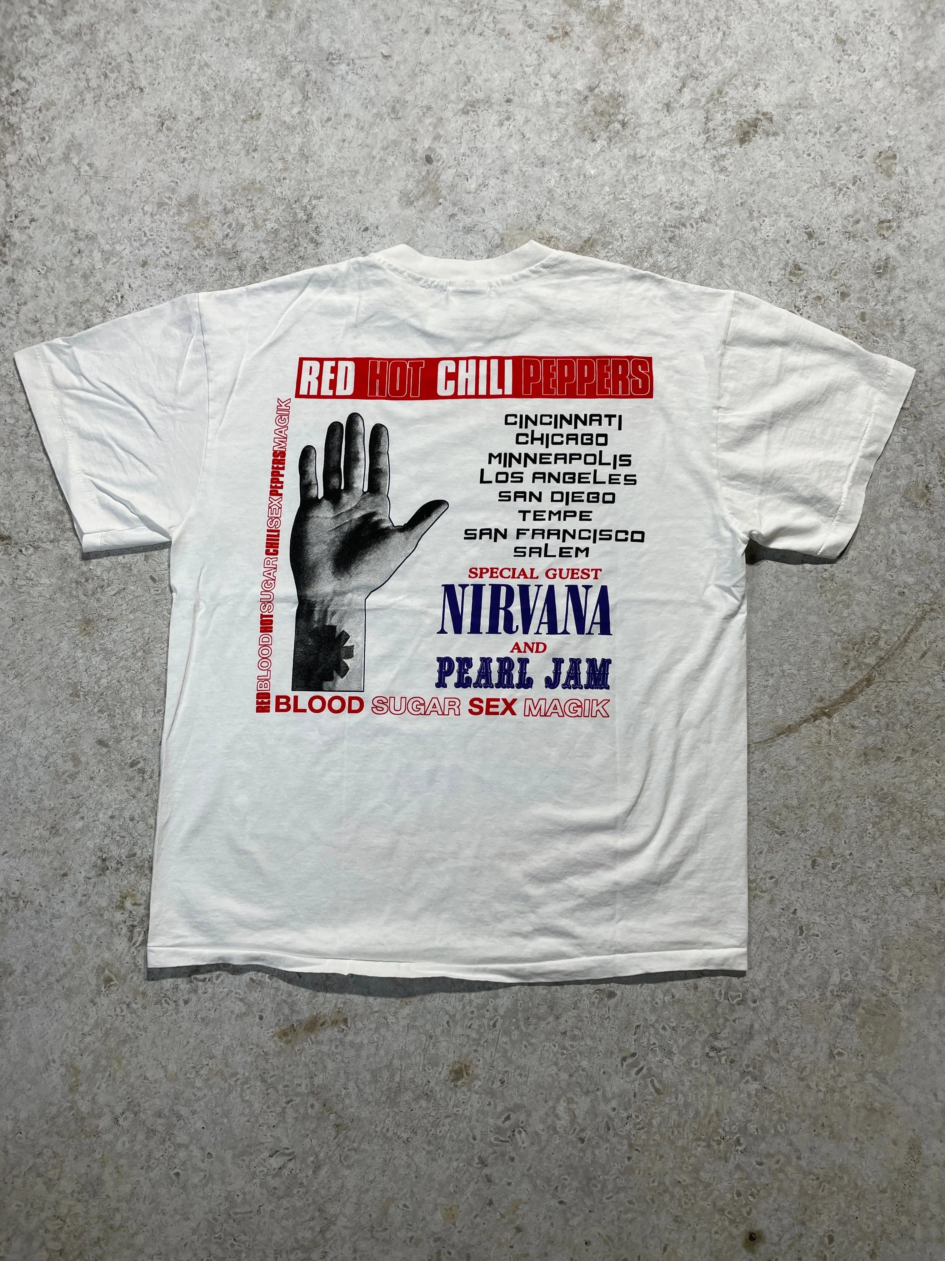 RHCP×NIRVANA 91年ツアーTシャツ XL / 白 ブート Nirvana in concert tour 91 T-shirt size Large | eBay
