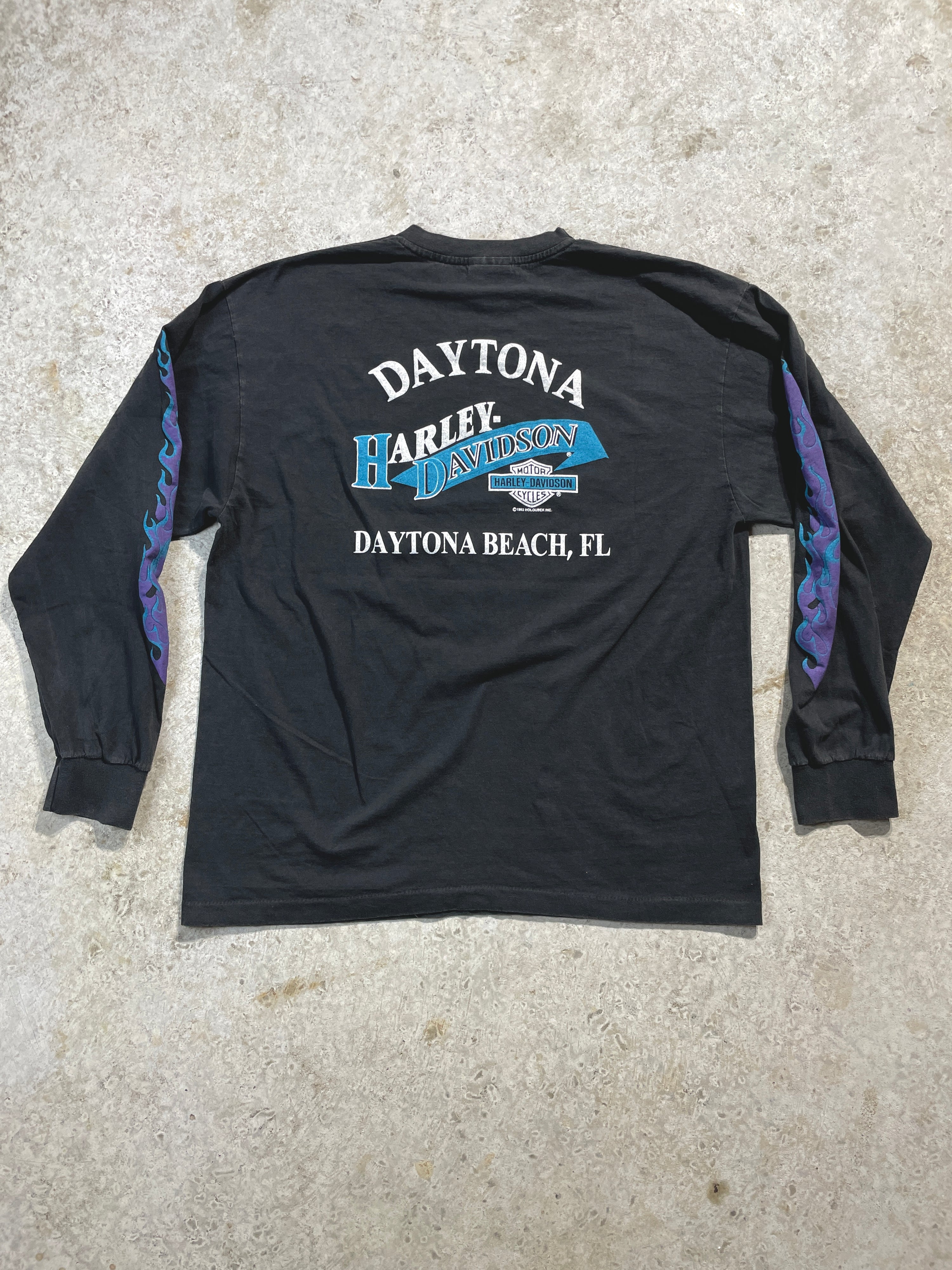 1992 Harley Davidson Daytona Beach Long Sleeve (Large) - Tee - Vintage - Vintage64