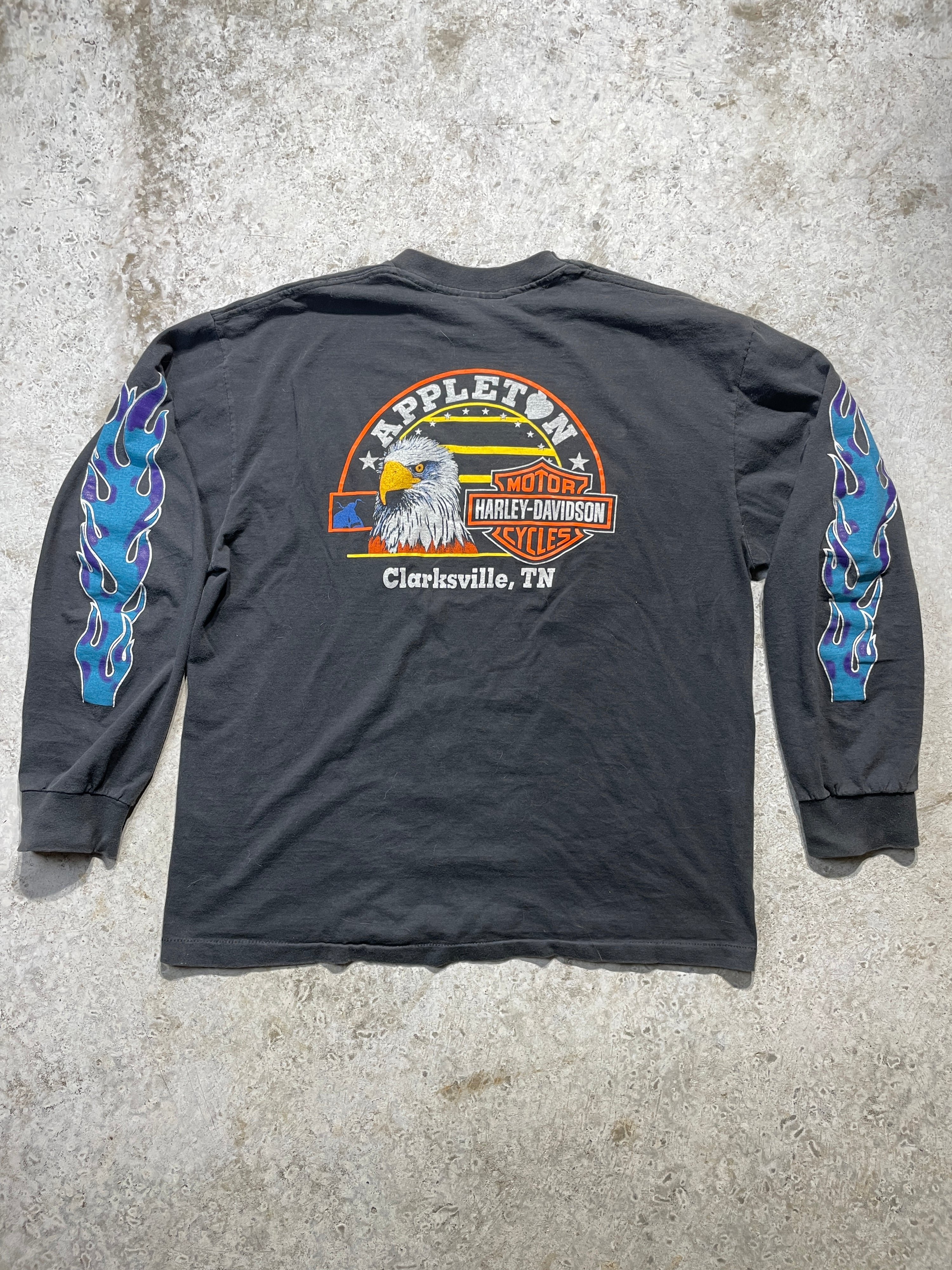 1993 Harley Davidson Blue Flames Tennessee Long Sleeve (Large) - Tee - Vintage - Vintage64