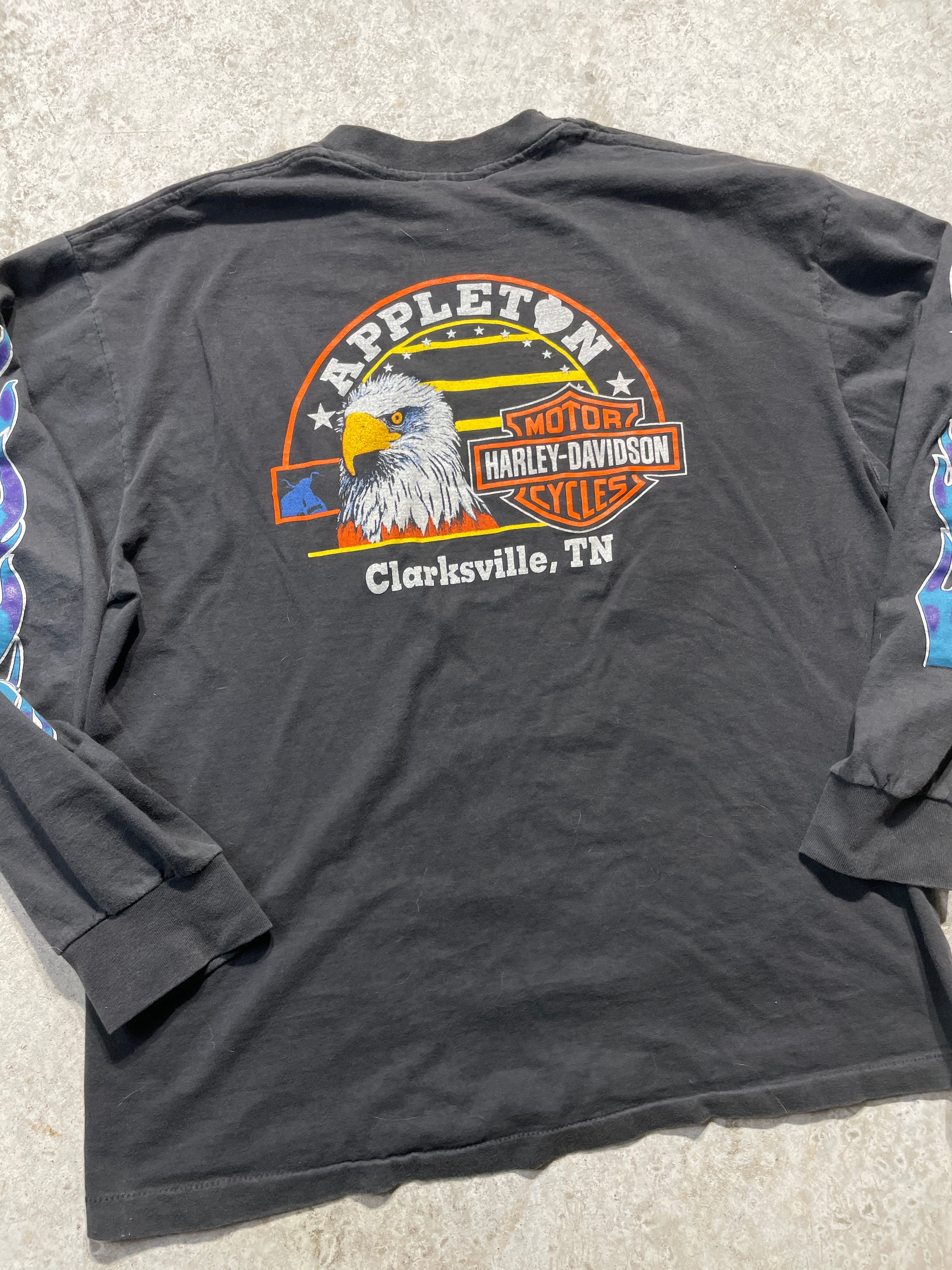 1993 Harley Davidson Blue Flames Tennessee Long Sleeve (Large) - Tee - Vintage - Vintage64