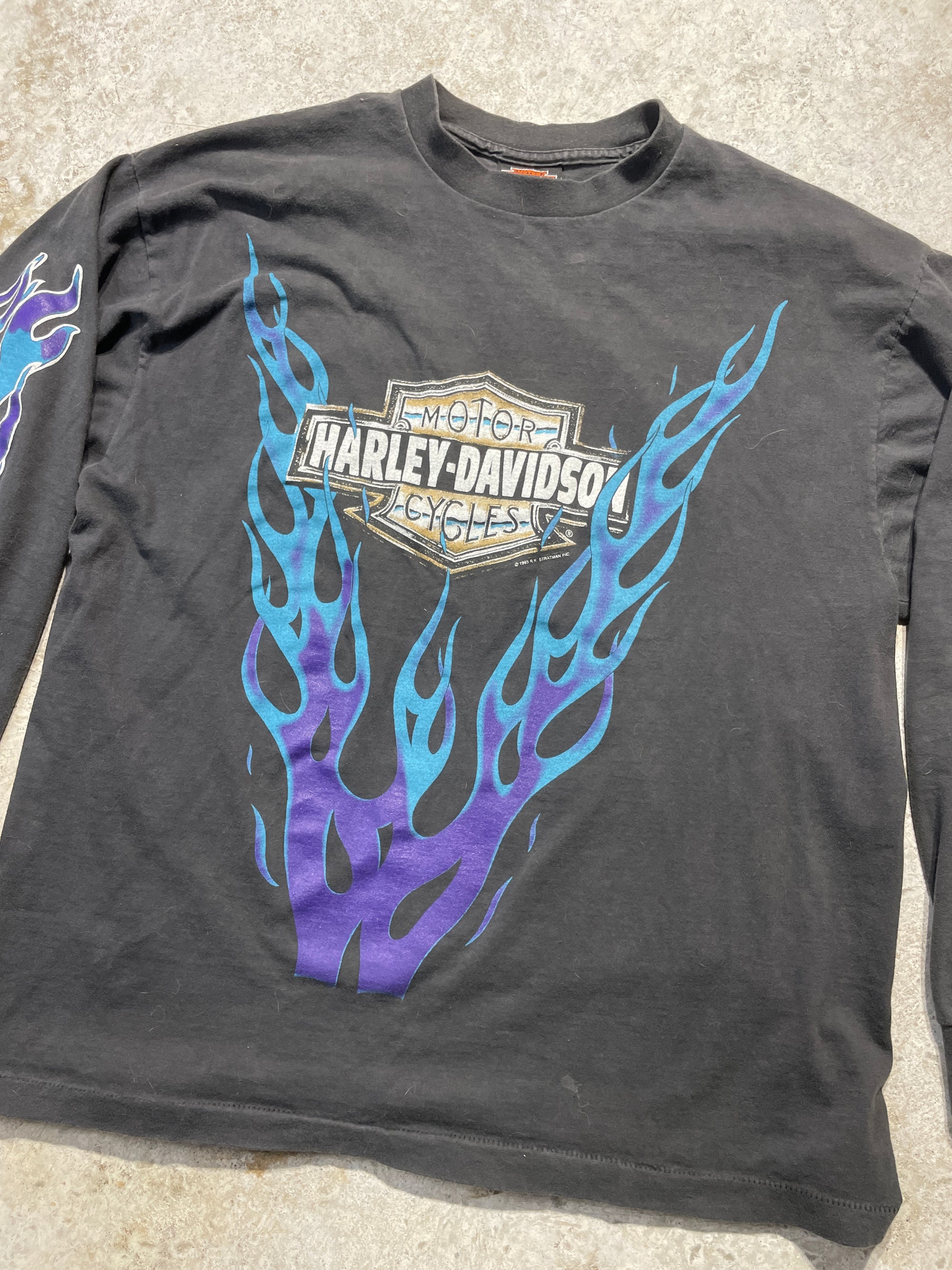 1993 Harley Davidson Blue Flames Tennessee Long Sleeve (Large) - Tee - Vintage - Vintage64