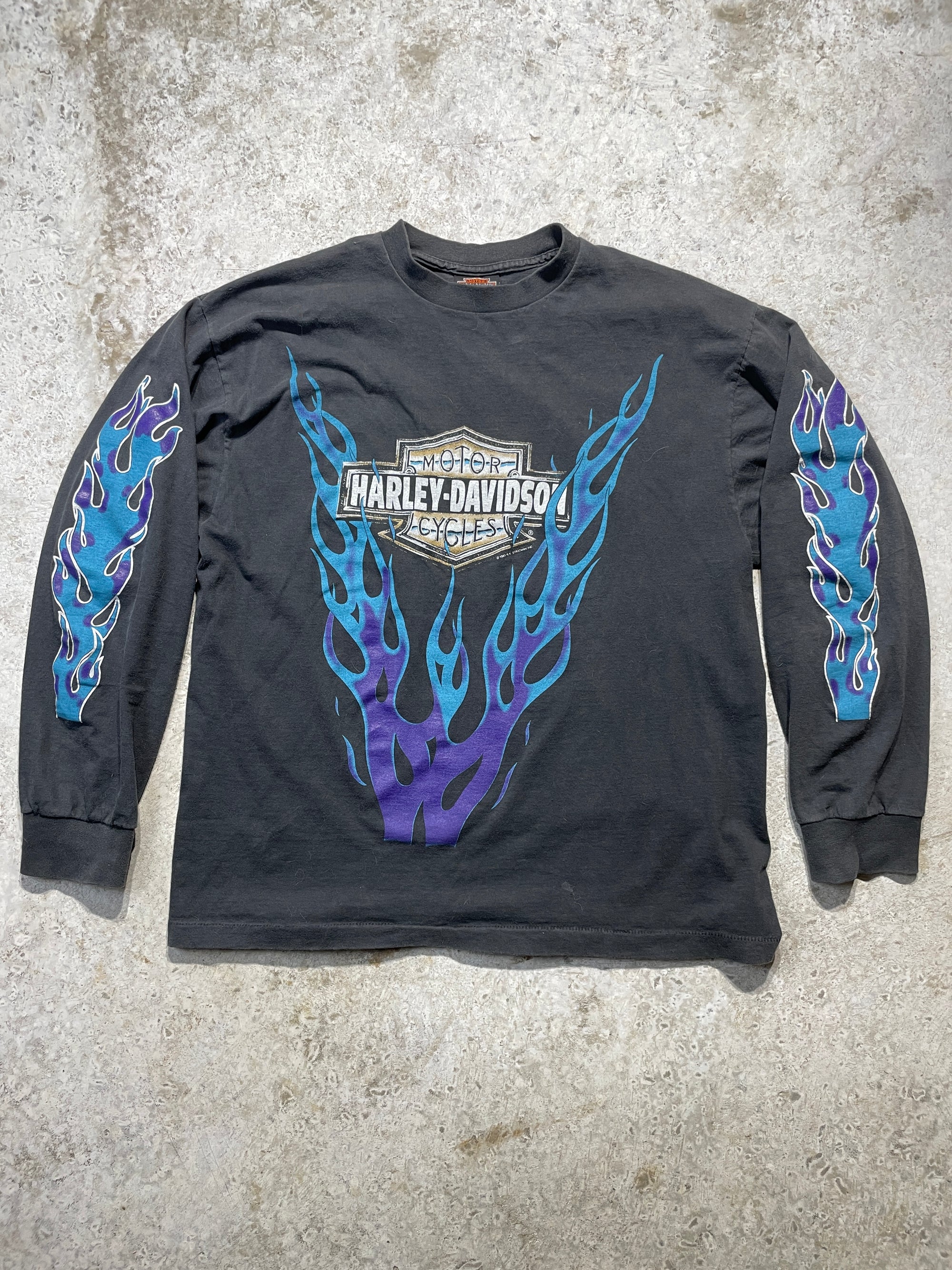 1993 Harley Davidson Blue Flames Tennessee Long Sleeve (Large) - Tee - Vintage - Vintage64