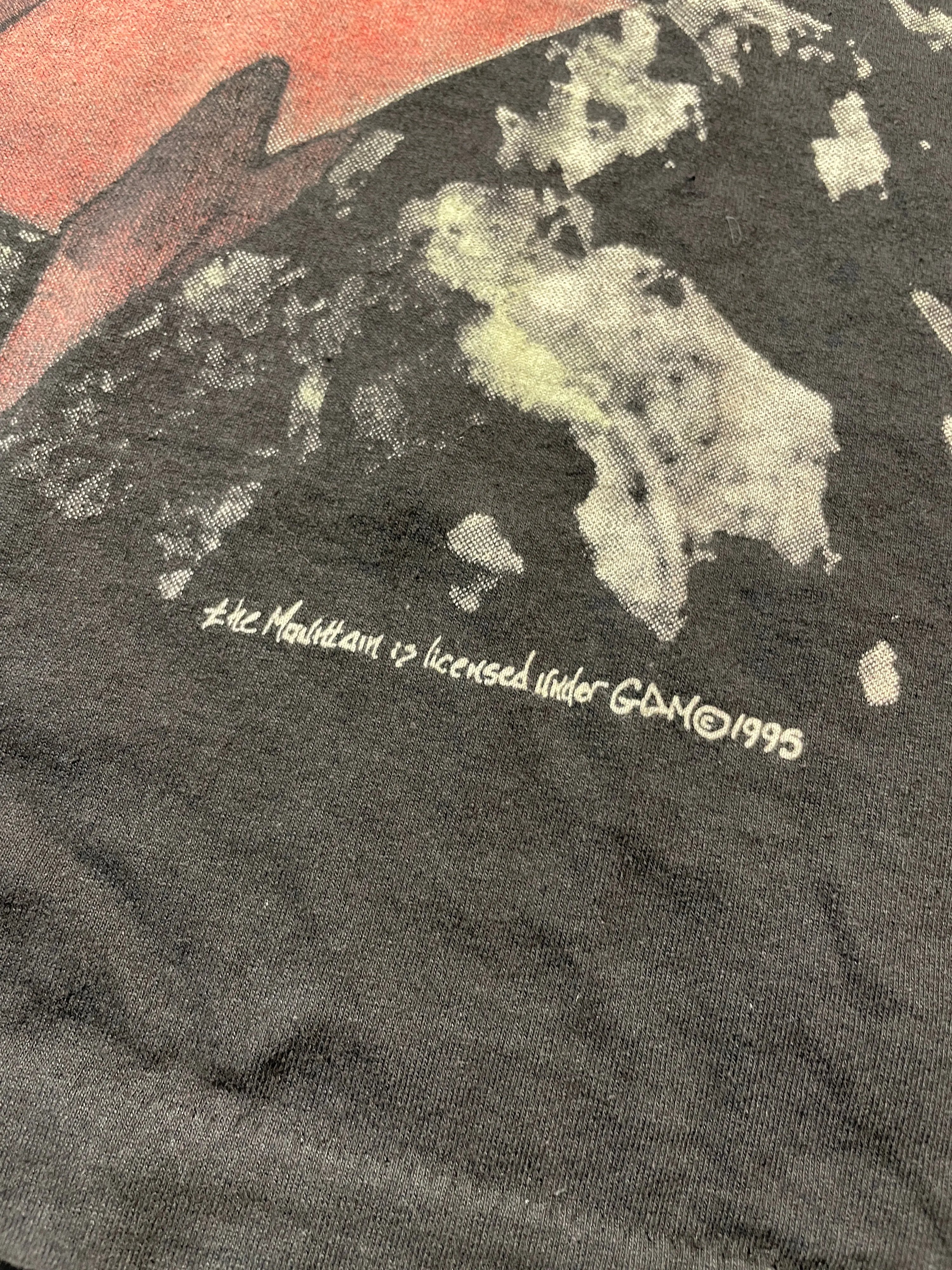 Vintage black Grateful Dead "Standing on the Moon" all-over print tee, dated 1995.