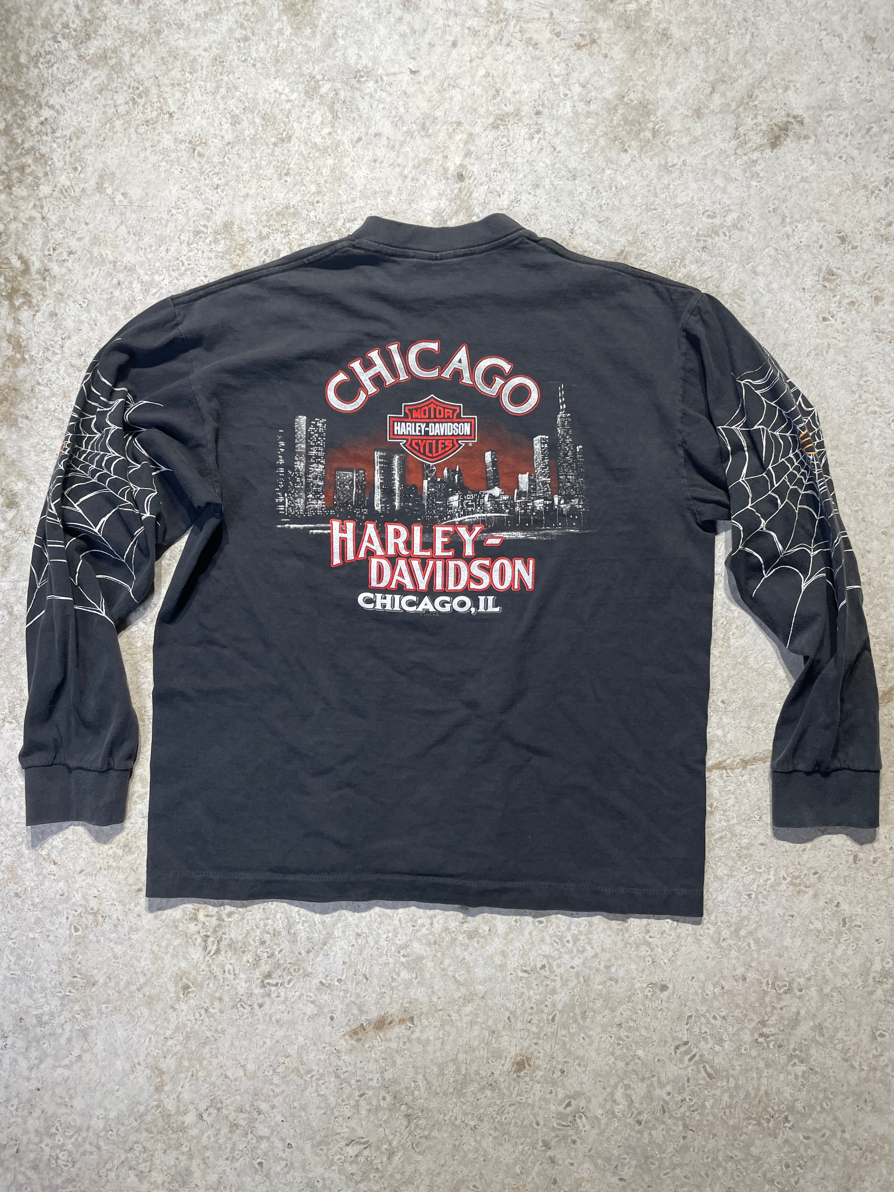 2005 Chicago Harley Davidson Spiderweb Long Sleeve (Large) – Vintage64