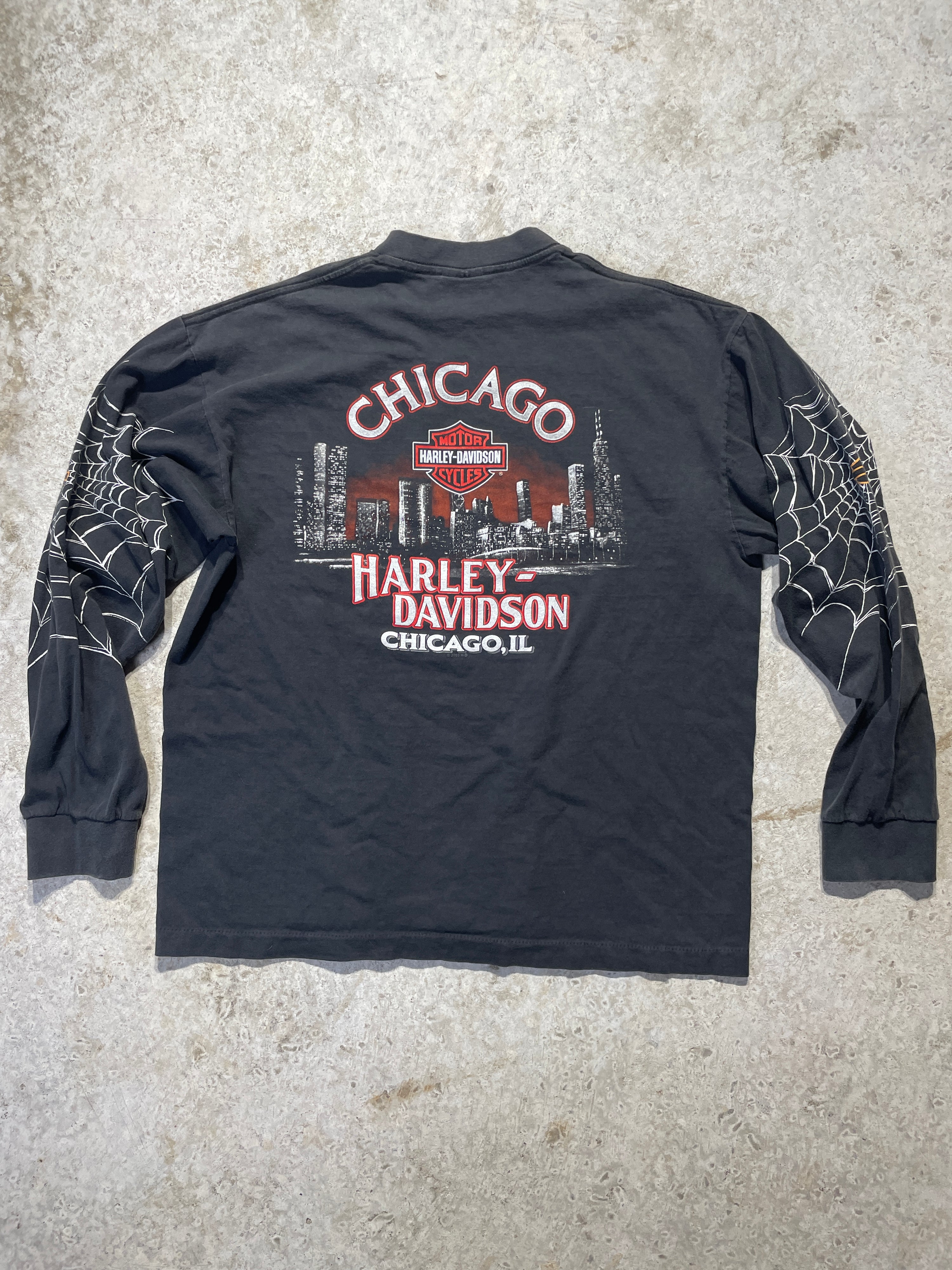2005 Chicago Harley Davidson Spiderweb Long Sleeve (Large) - Tee - Vintage - Vintage64