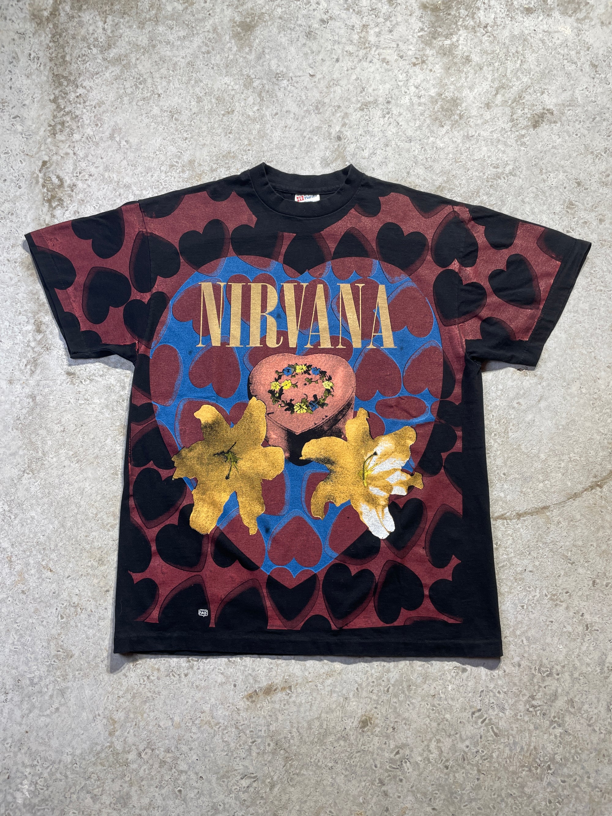 1993 Nirvana All Over Print Hearts Tee (X-Large)