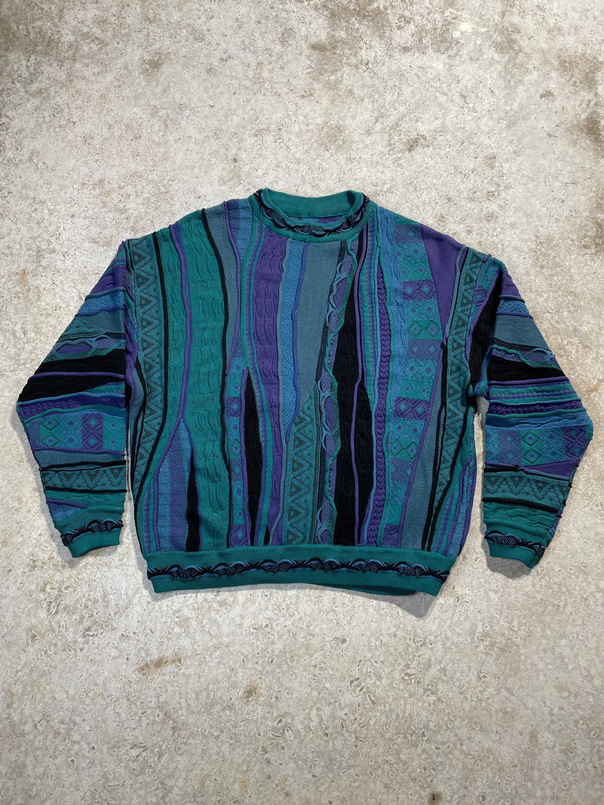 Green and Purple Coogi Style Sweater