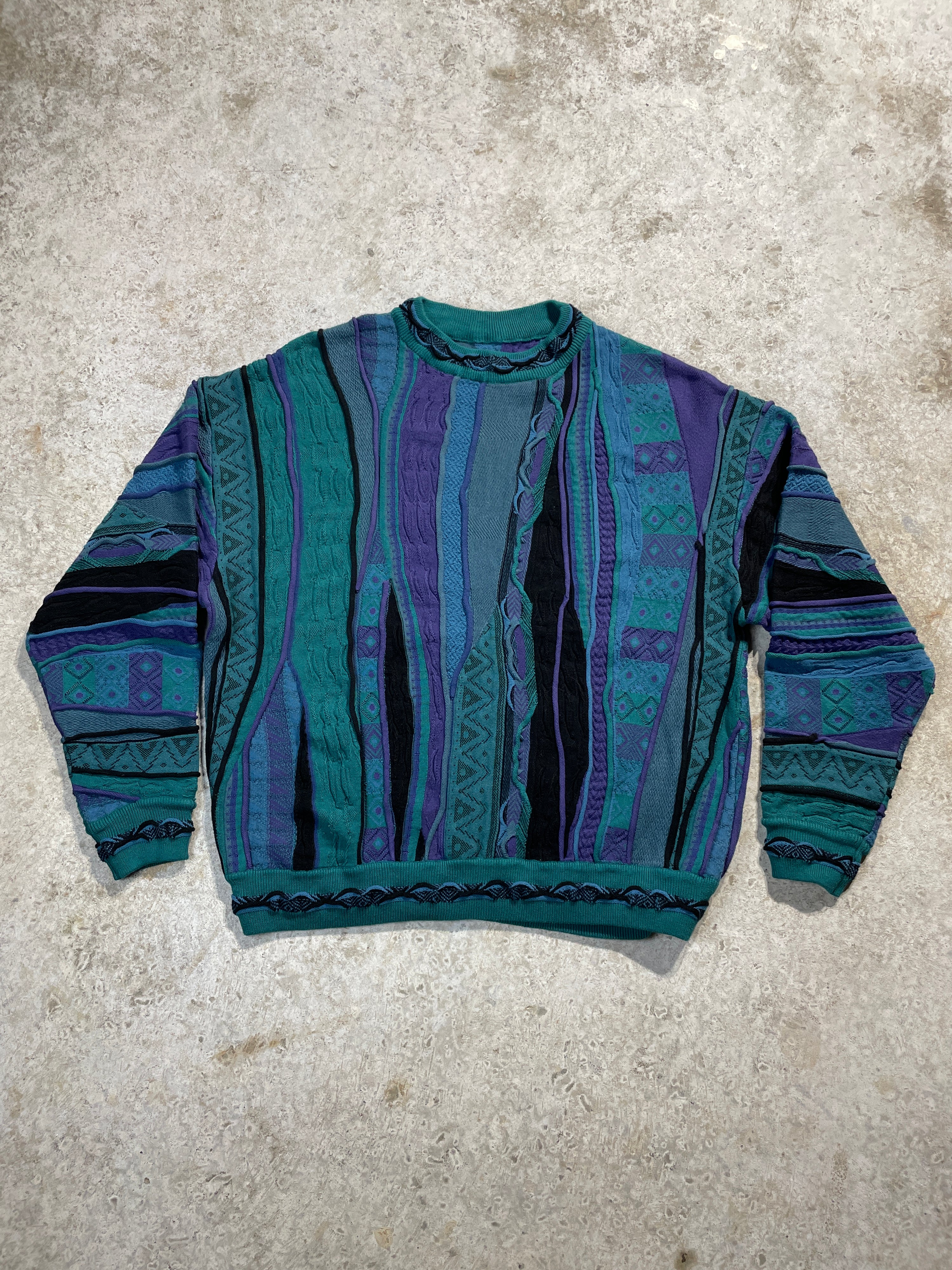 Green and Purple Coogi Style Sweater