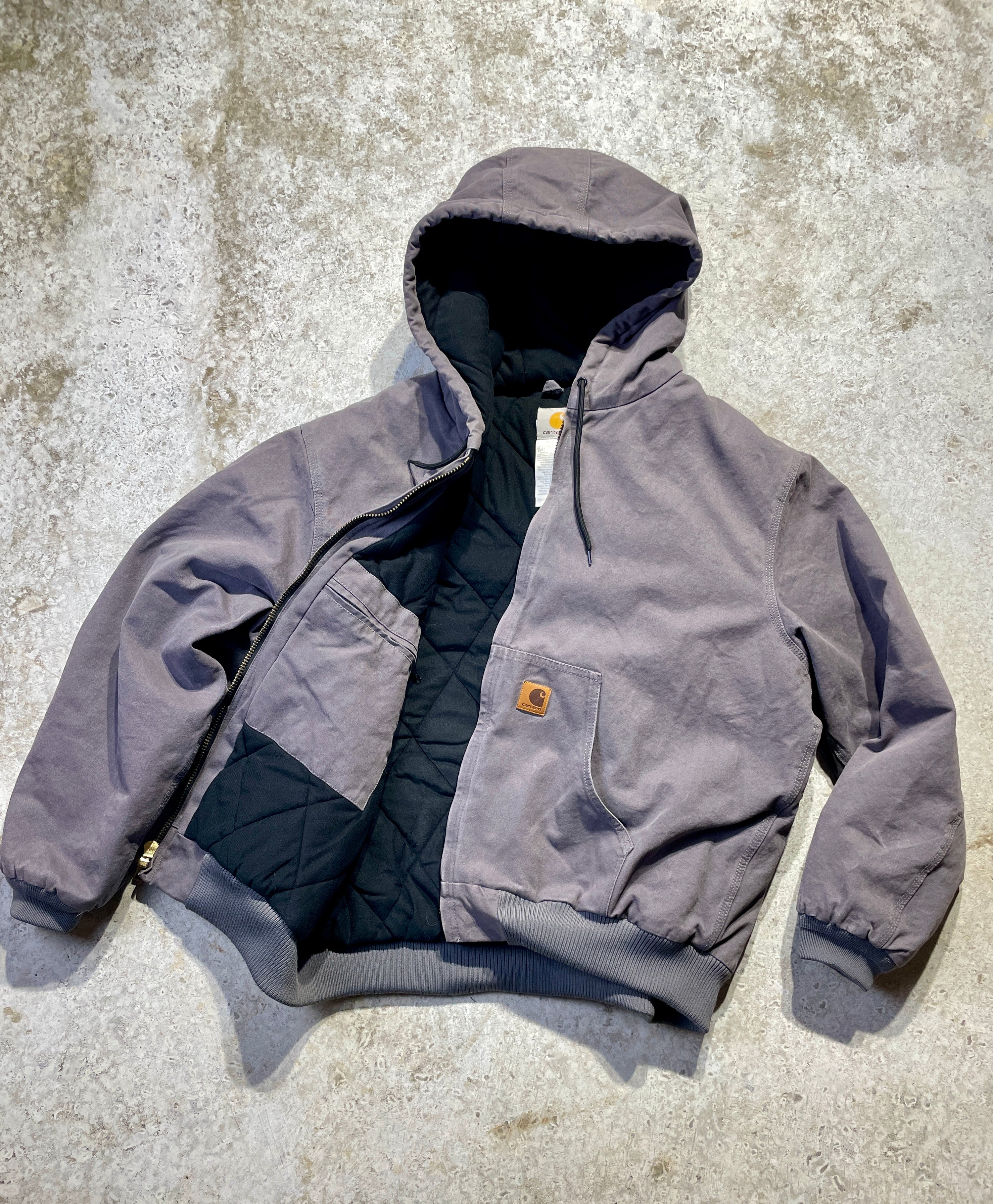 90s Gray Carhartt Jacket with Hood (Large)