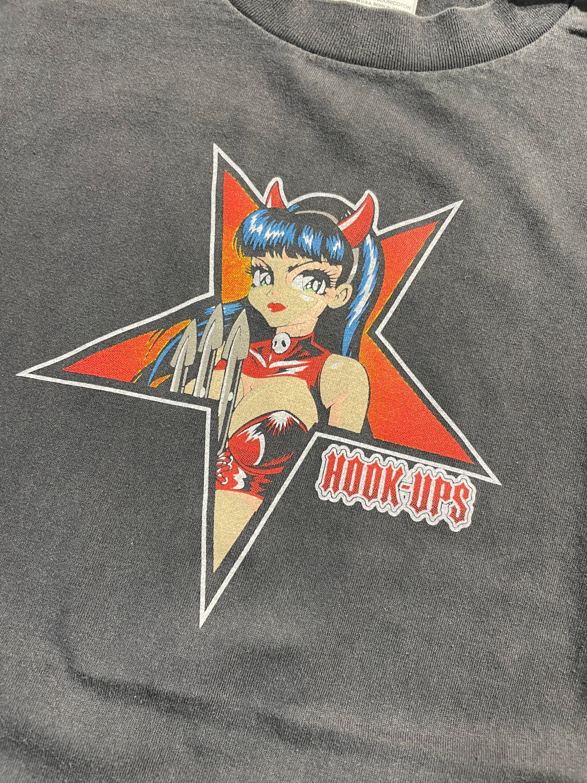 90s Hook-Ups Star Girl Skateboarding Tee (Large)
