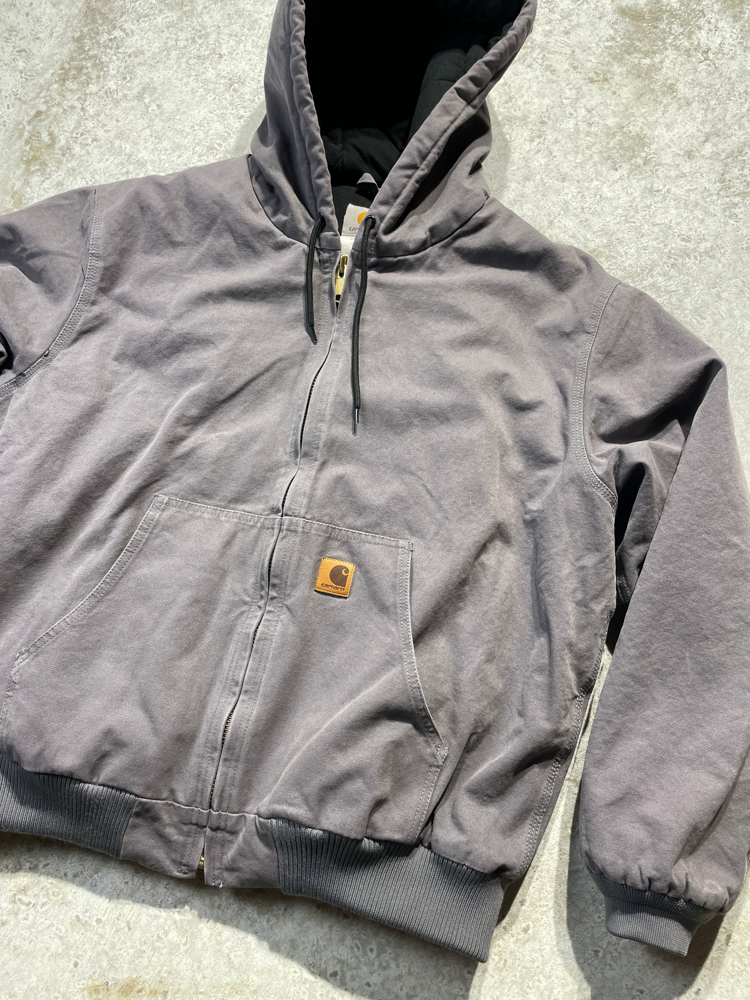 90s Gray Carhartt Jacket with Hood (Large)