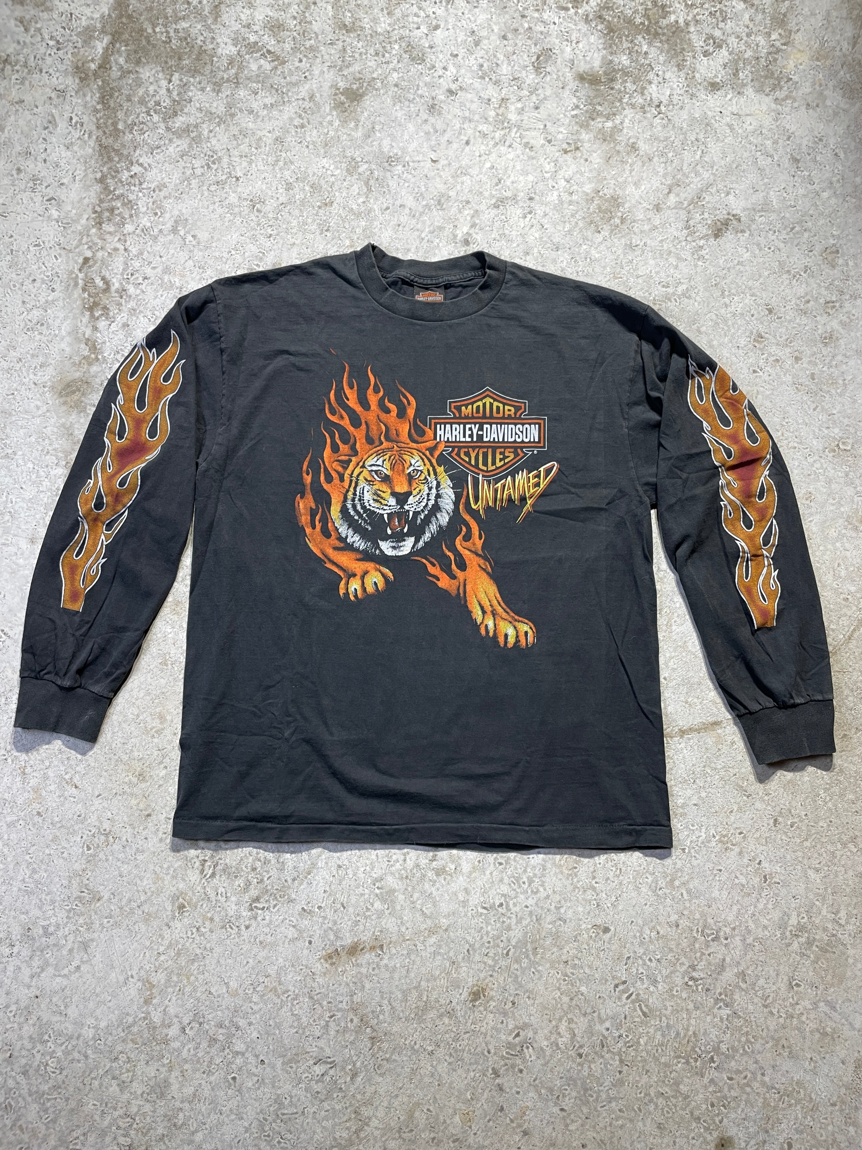90s Harley Davidson Untamed Tiger Long Sleeve (X-Large) - Tee - Vintage - Vintage64