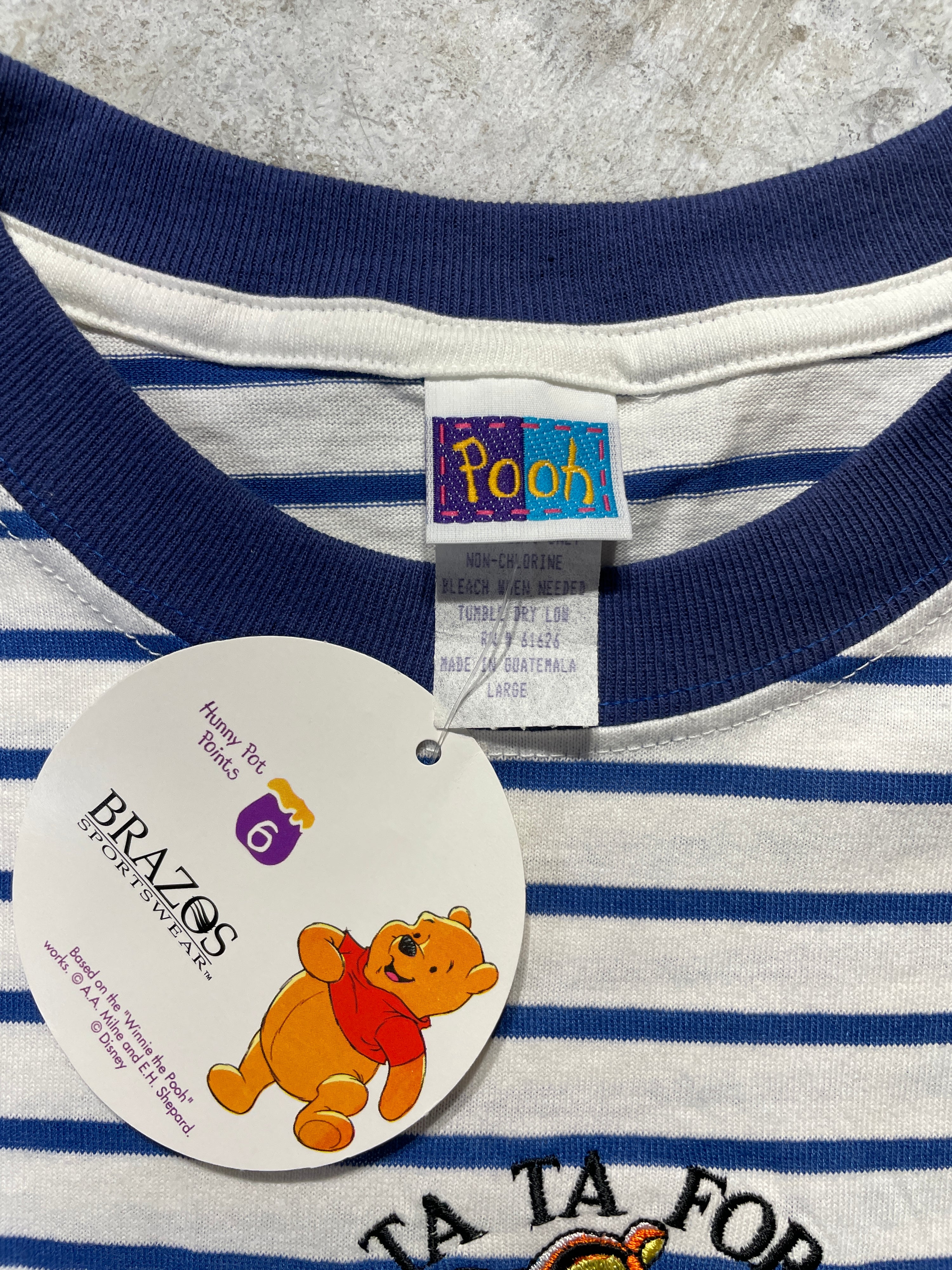 90s Winnie-the-Pooh Tigger Striped Tee (Large) - Tee - Vintage - Vintage64