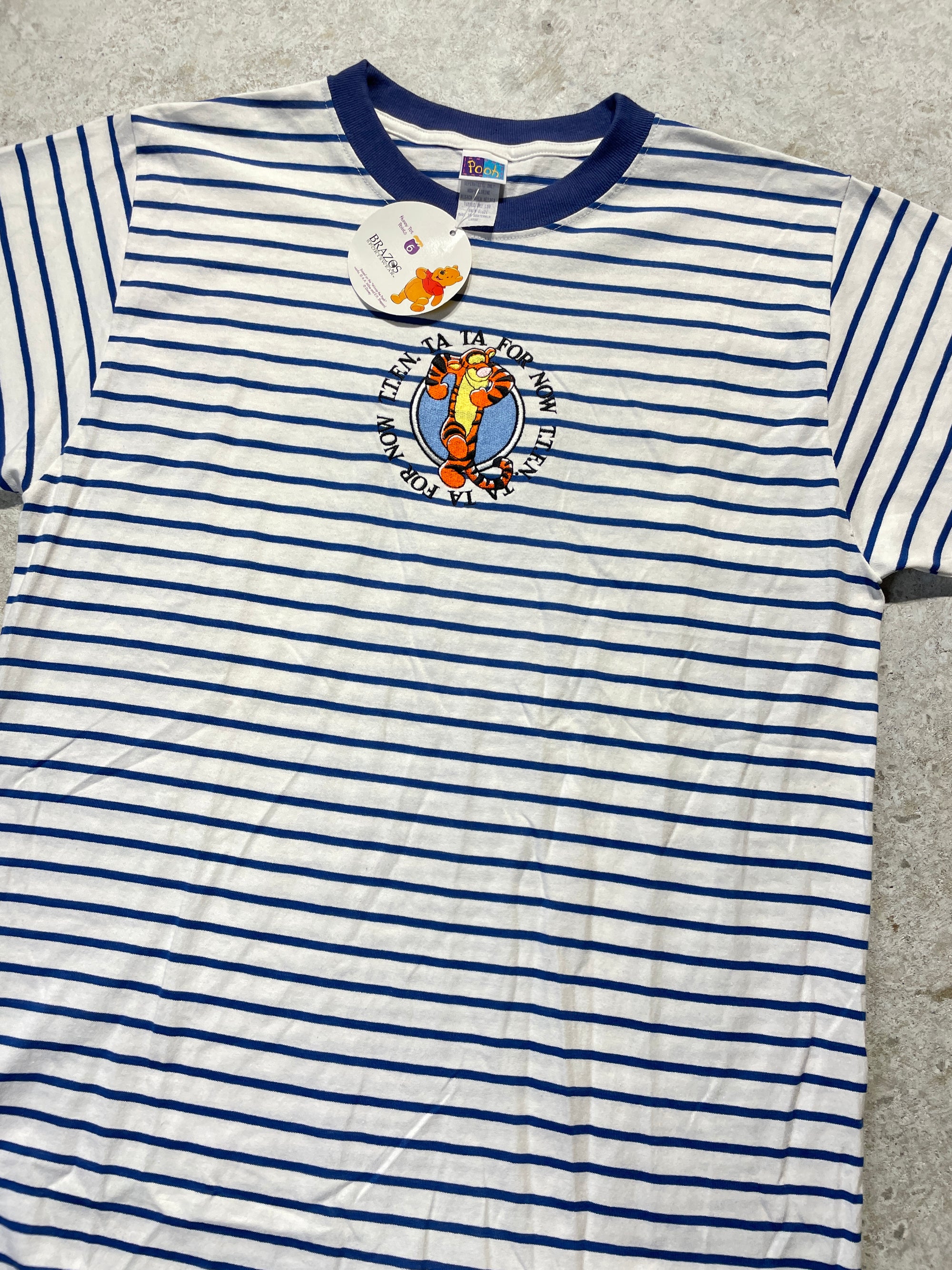 90s Winnie-the-Pooh Tigger Striped Tee (Large) - Tee - Vintage - Vintage64