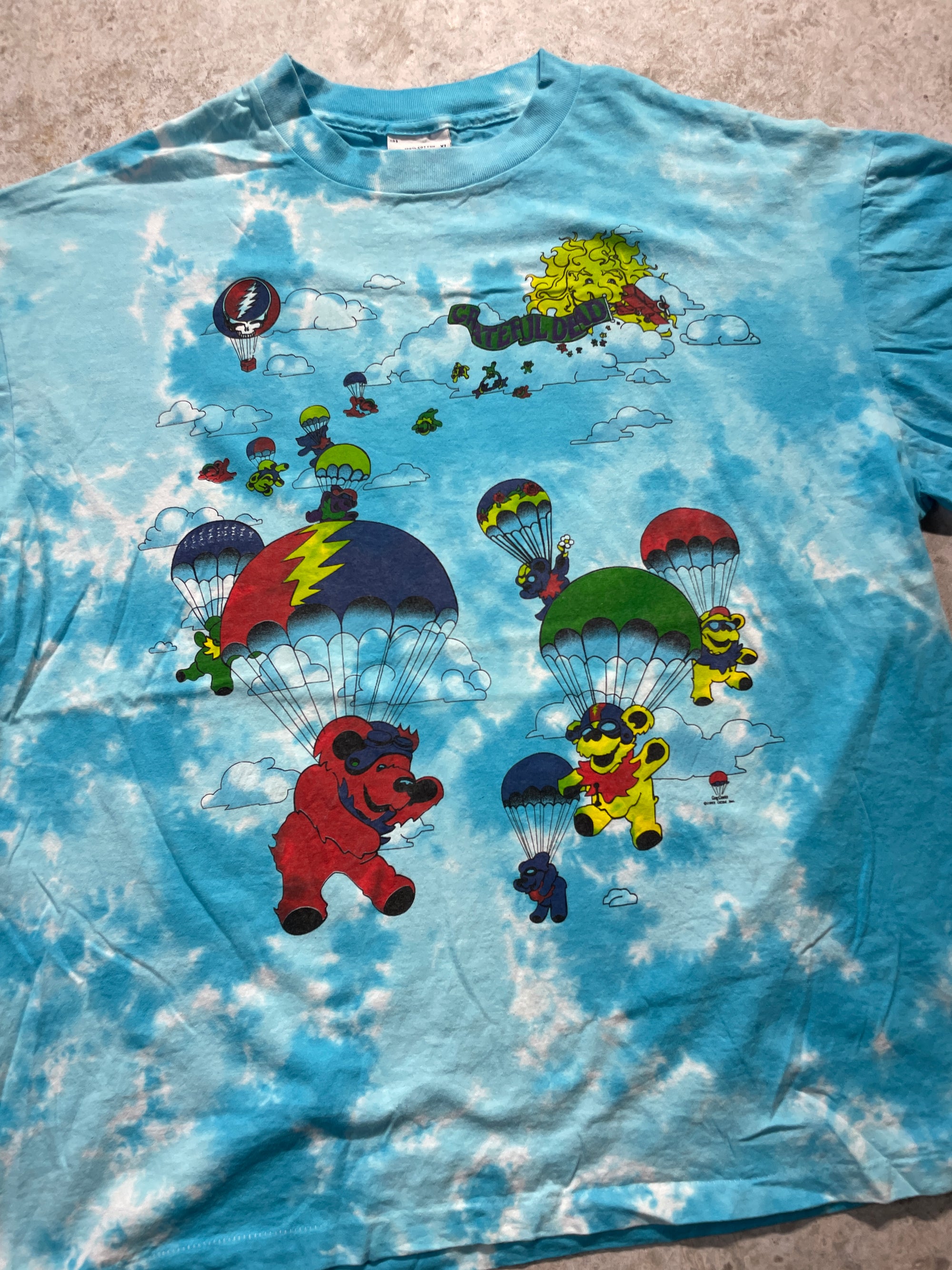 1993 Grateful Dead Skydiving Bears Tie-Dye Tee (X-Large)