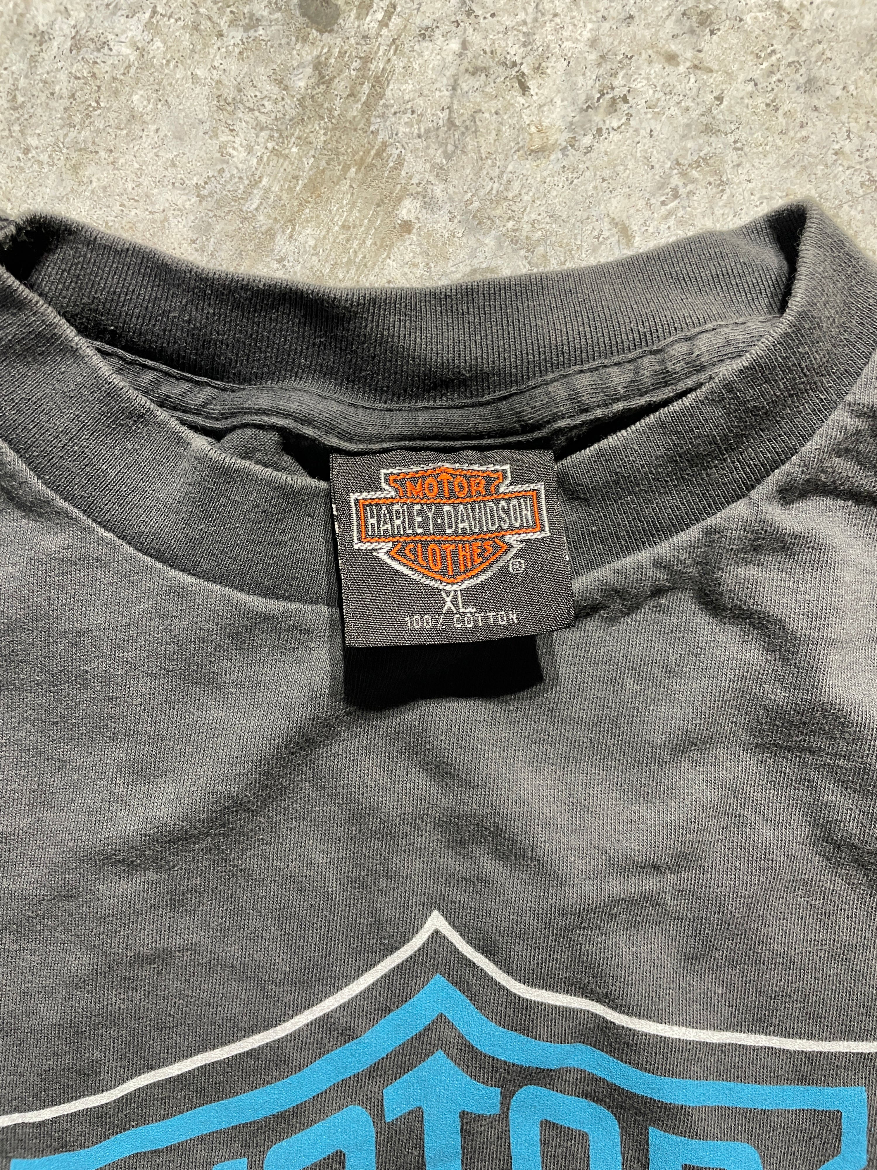 1990s Rare Blue Harley Davidson Long Sleeve (X-Large)