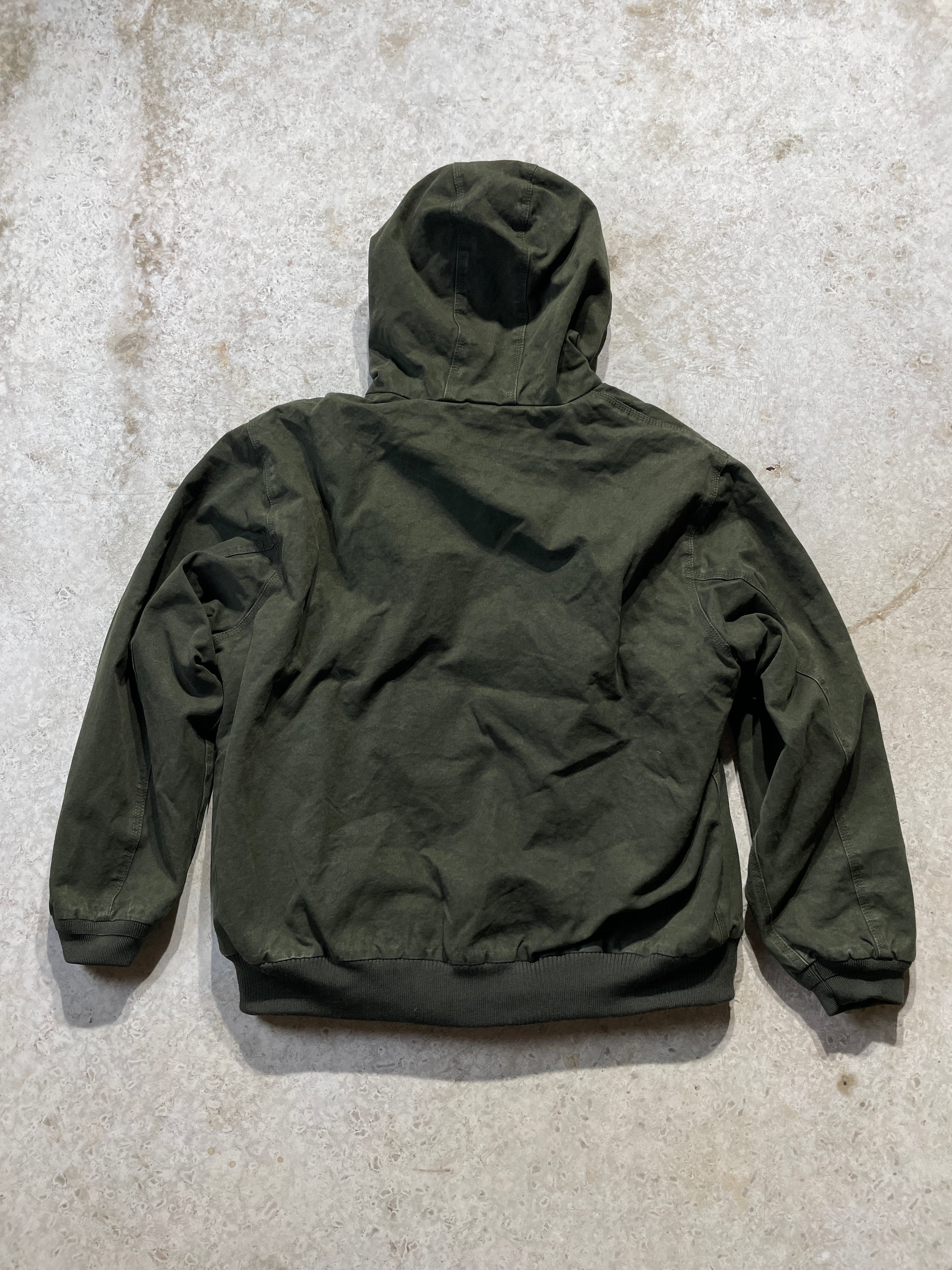 90s Dark Green Carhartt Jacket with Hood (Large)