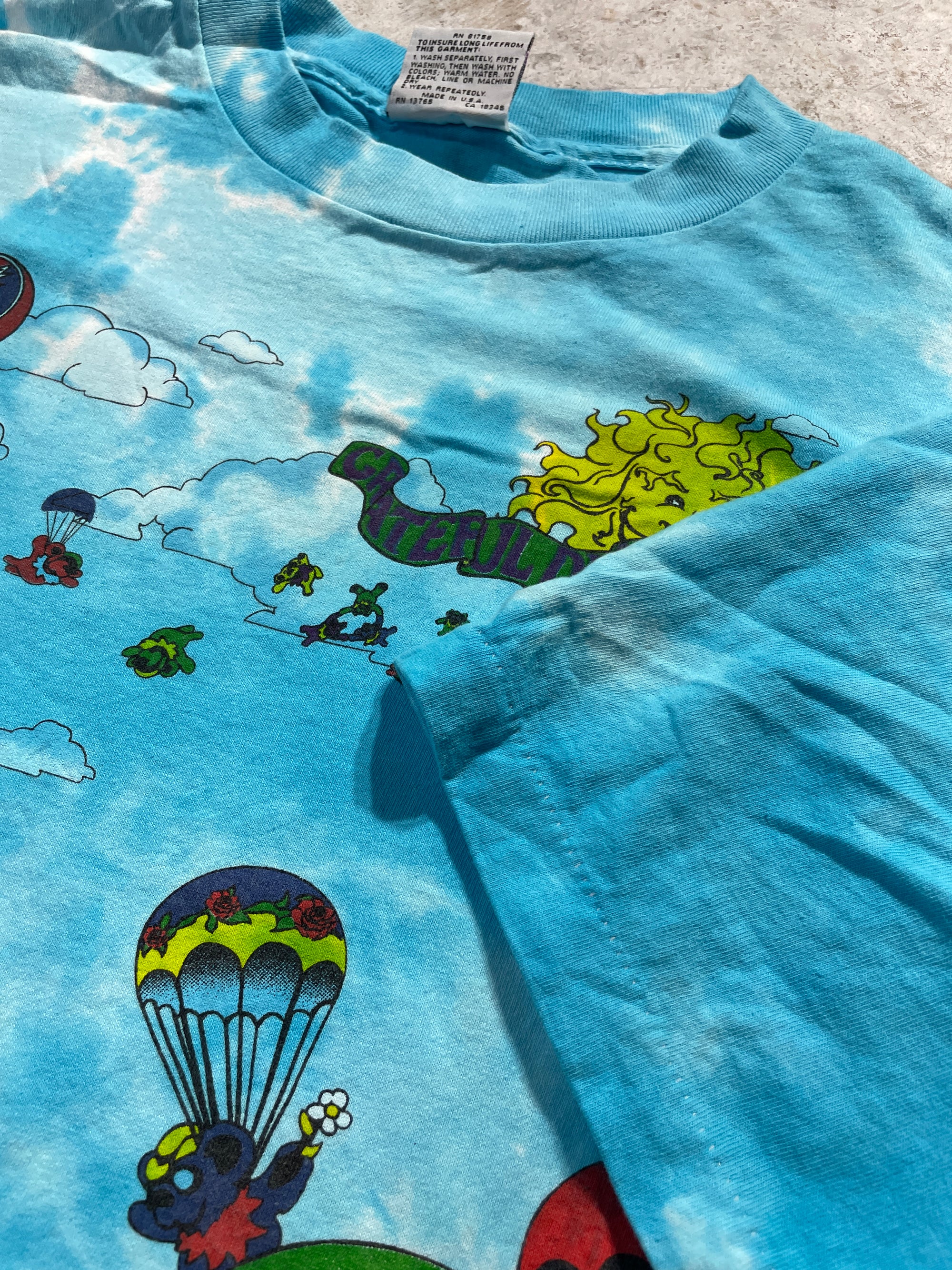 1993 Grateful Dead Skydiving Bears Tie-Dye Tee (X-Large)