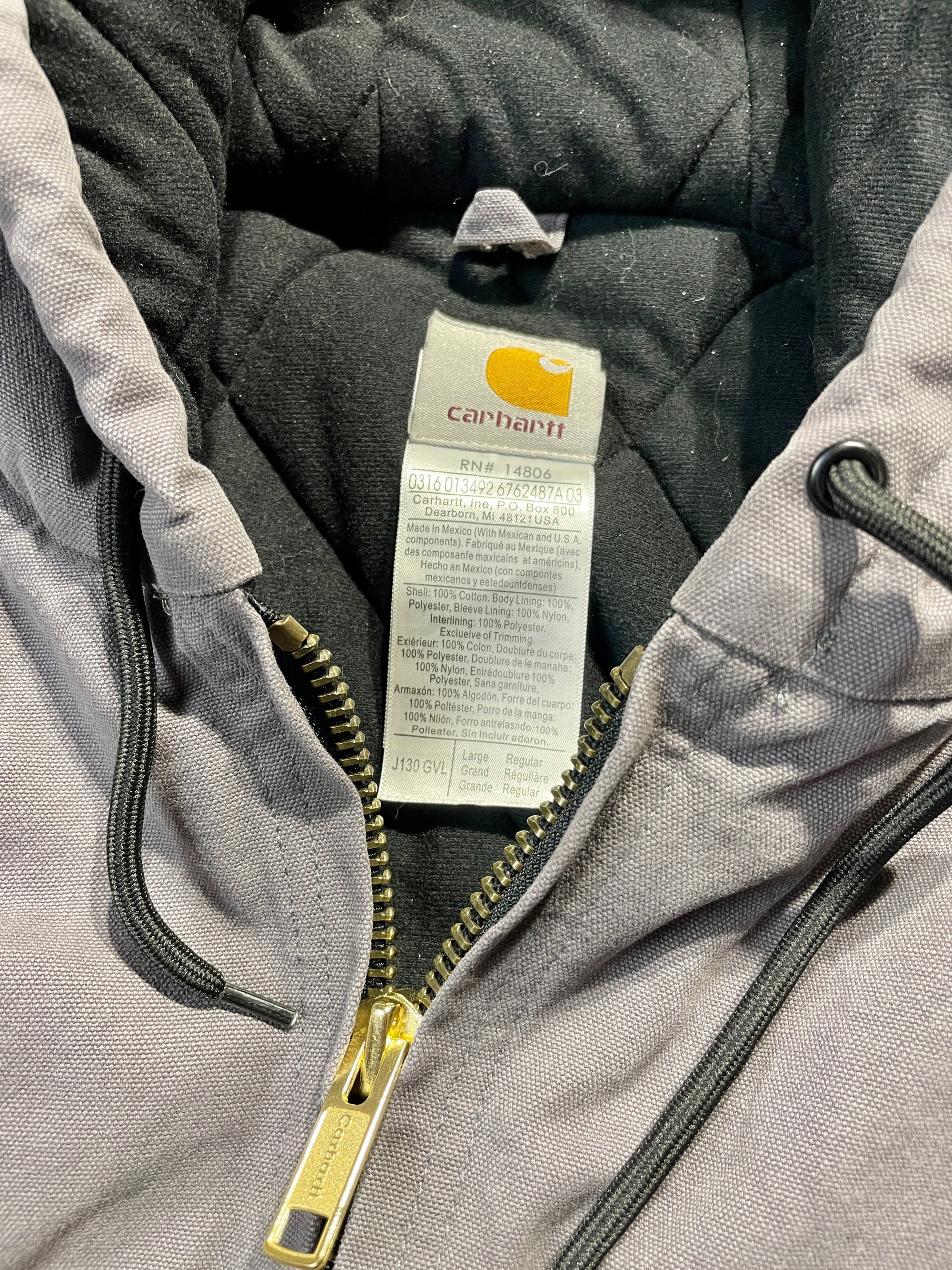 90s Gray Carhartt Jacket with Hood (Large)