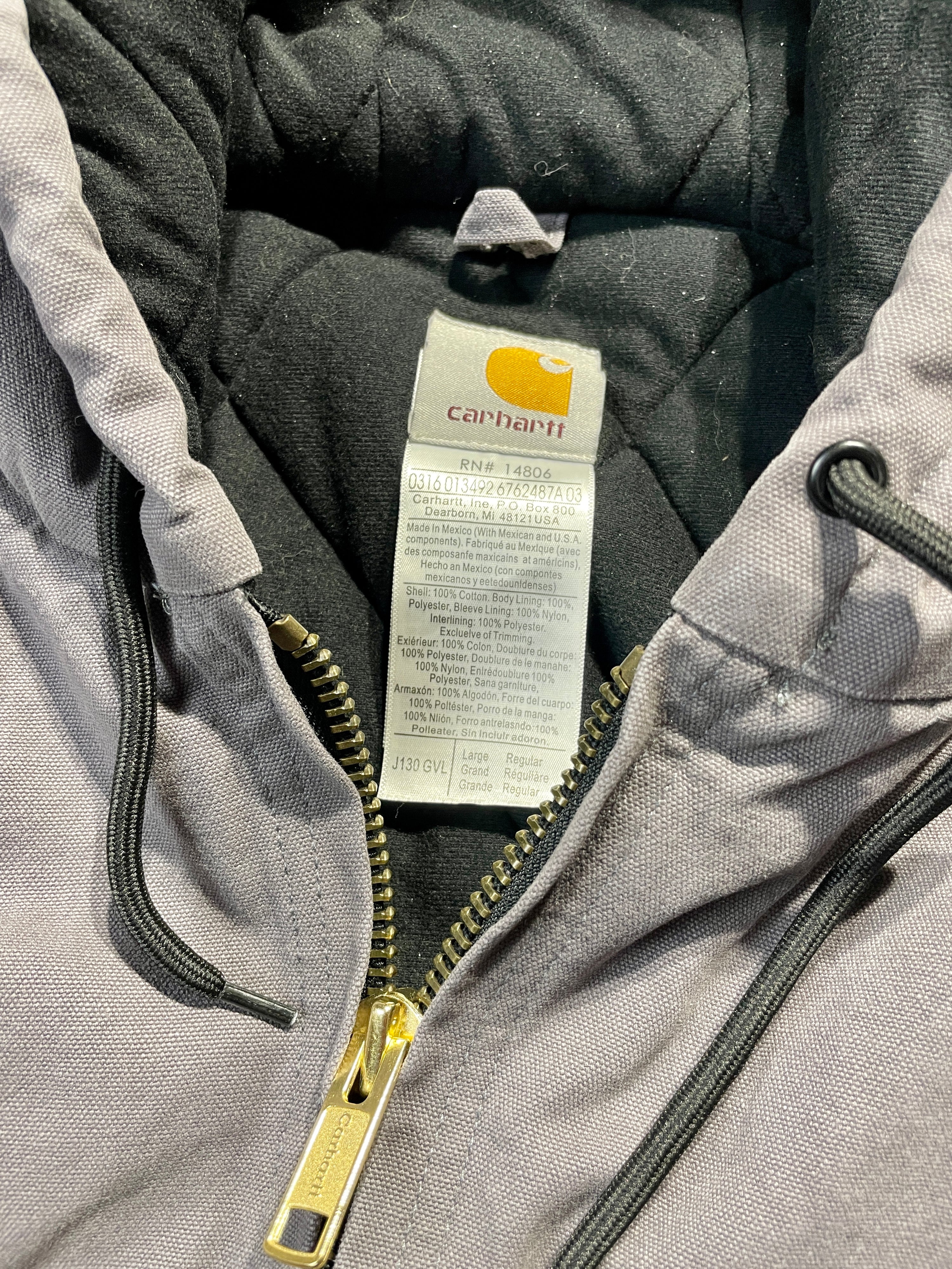 90s Gray Carhartt Jacket with Hood (Large)