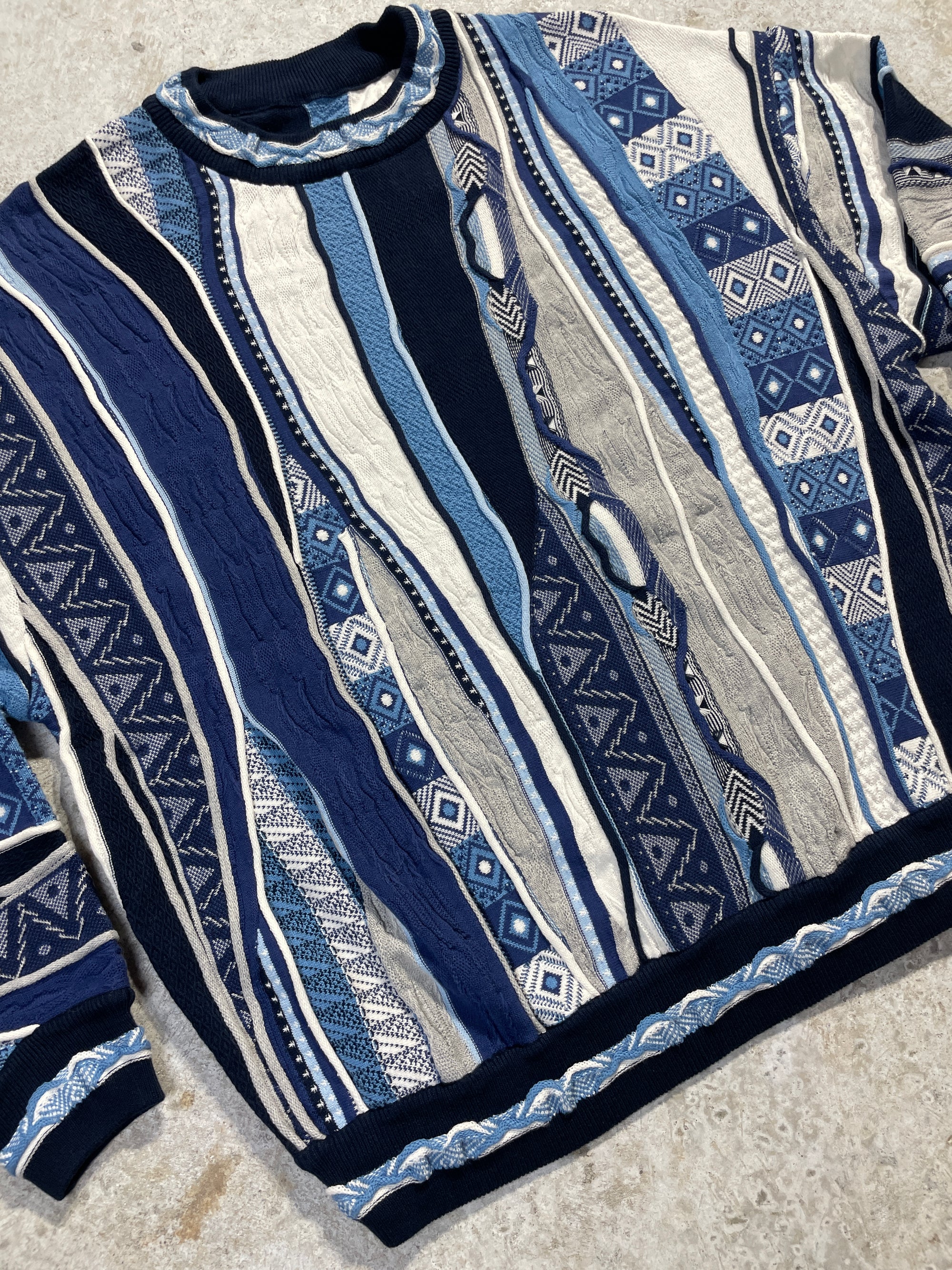 Blue and White Coogi Style Sweater (Large)
