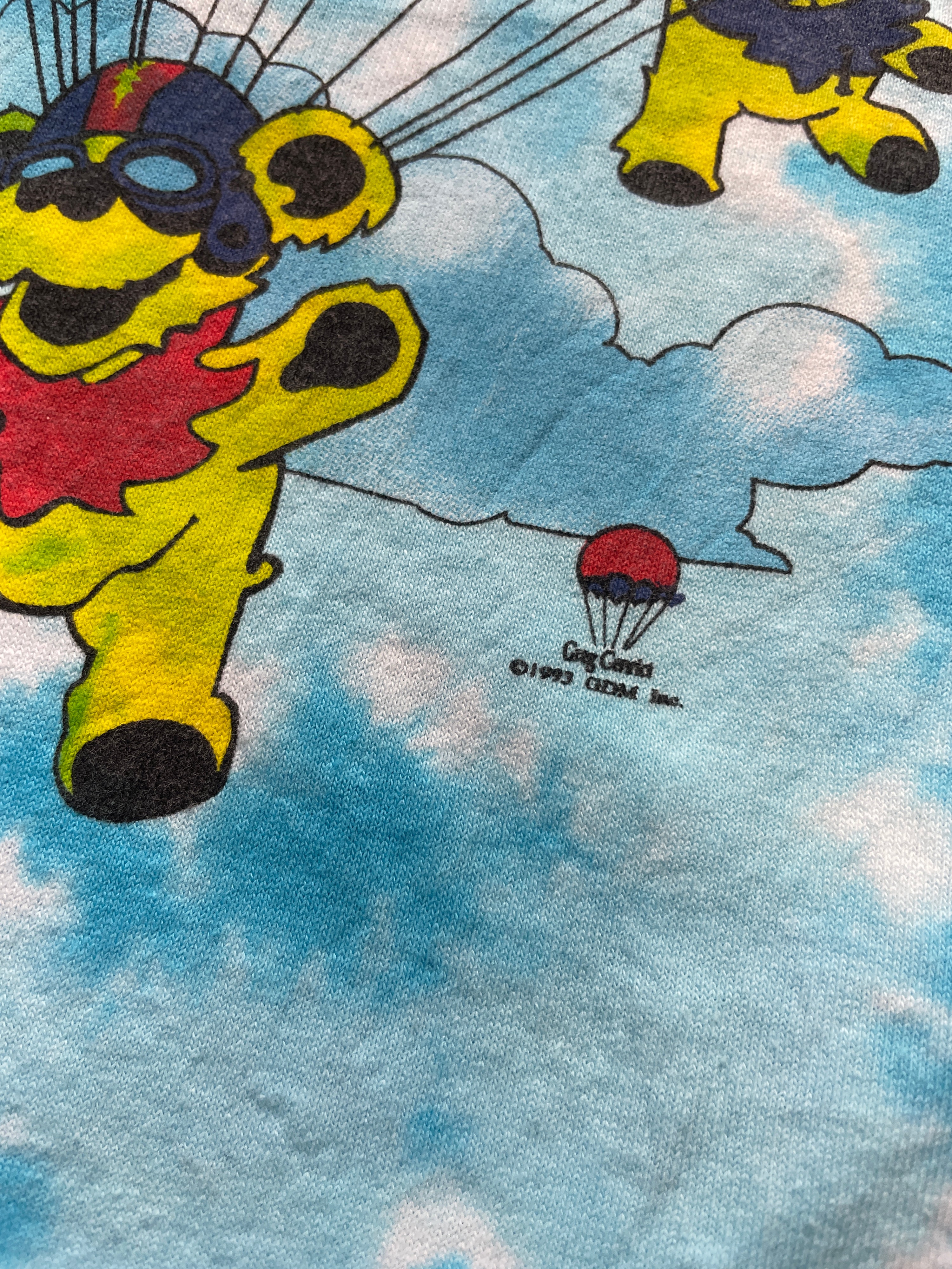 1993 Grateful Dead Skydiving Bears Tie-Dye Tee (X-Large)