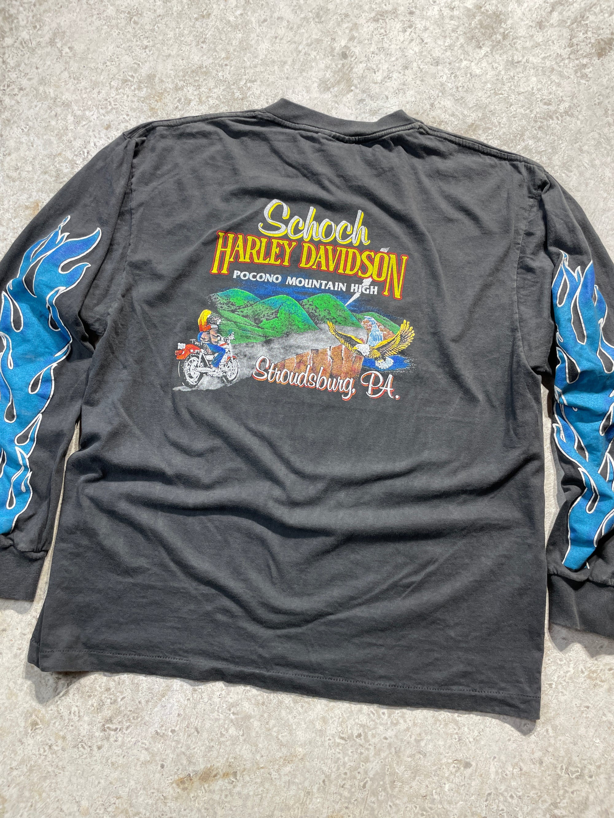 1990s Rare Blue Harley Davidson Long Sleeve (X-Large)
