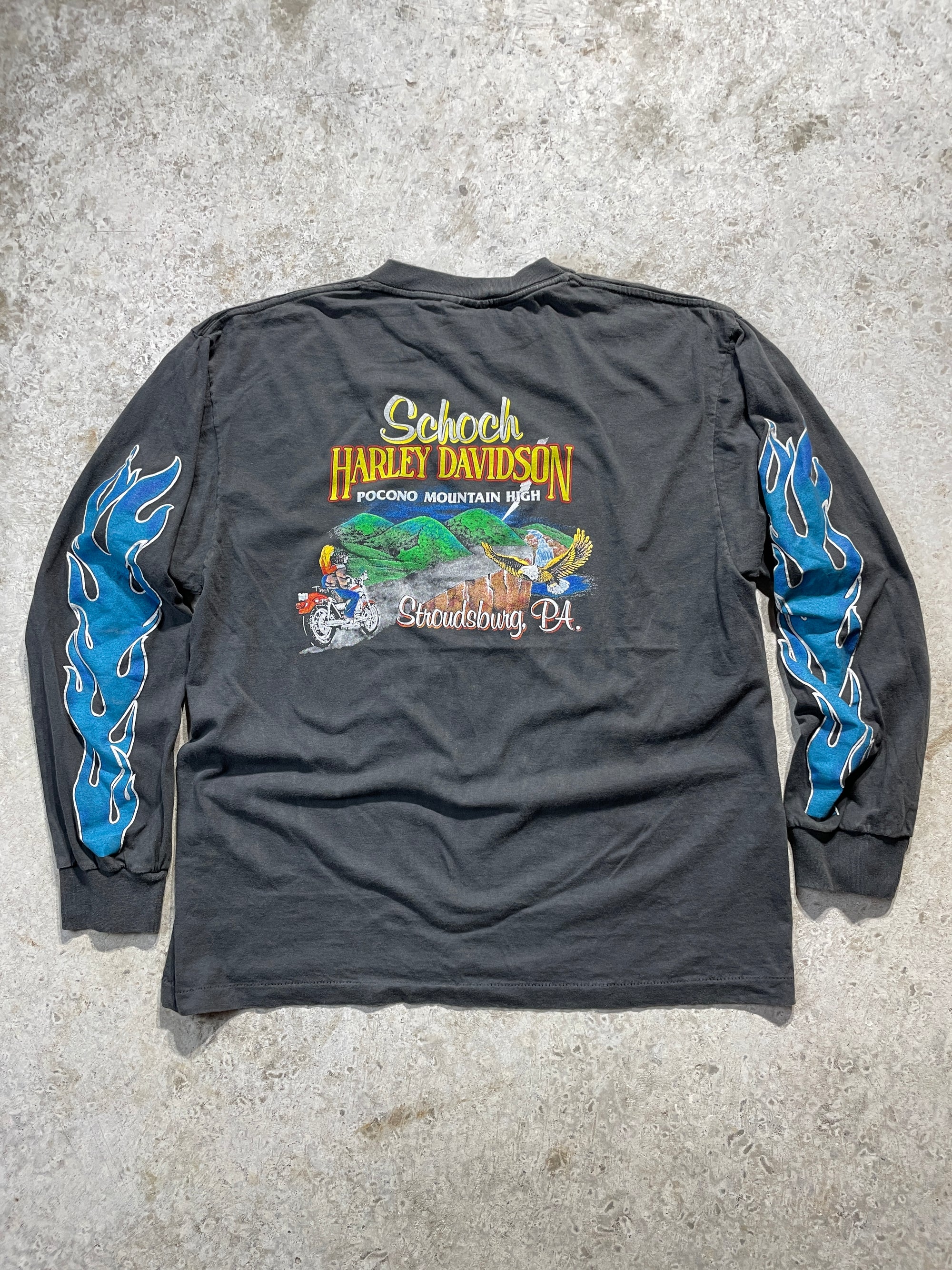 1990s Rare Blue Harley Davidson Long Sleeve (X-Large)