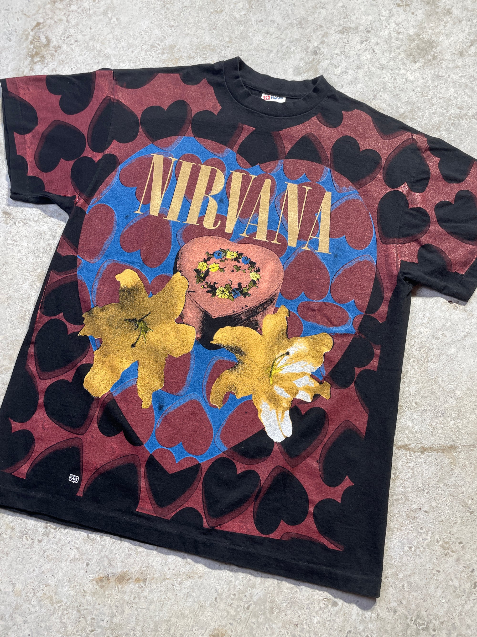 1993 Nirvana All Over Print Hearts Tee (X-Large)