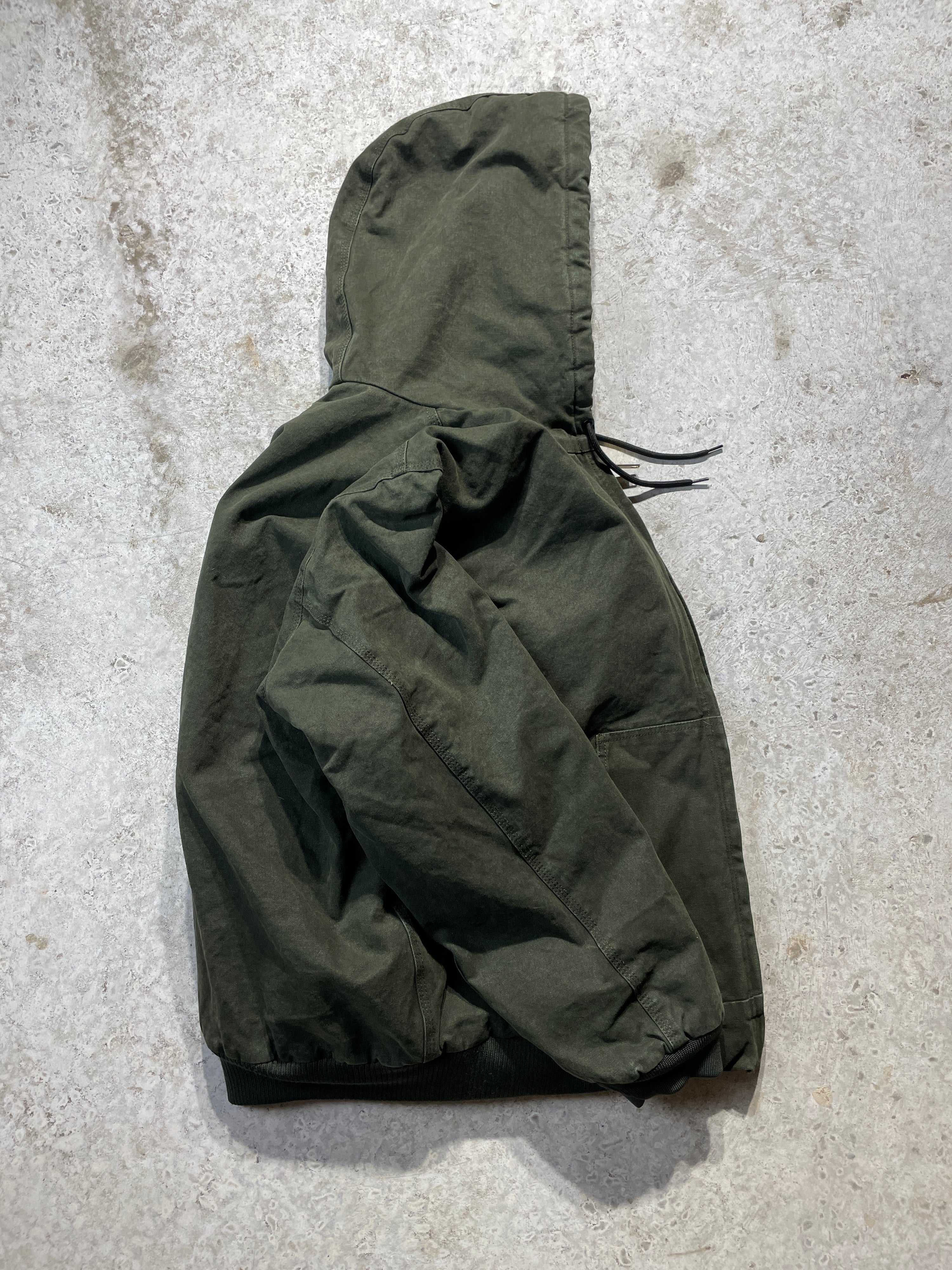 90s Dark Green Carhartt Jacket with Hood (Large)